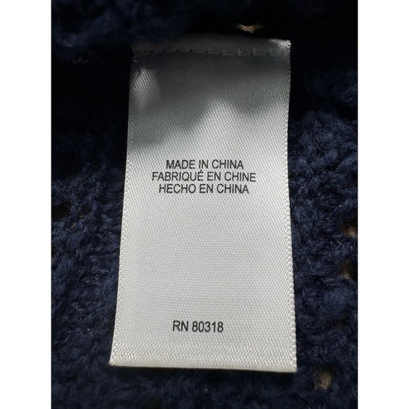 Lucky Brand Cardigan Women Medium Navy Sweater Open Front Preppy - Picture 3 of 6